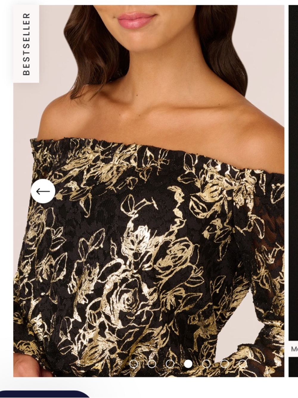 Adrianna Papell - Off-Shoulder Floral Blouse & Black Wide-Leg Pants Jumpsuit - Picture 5 of 8